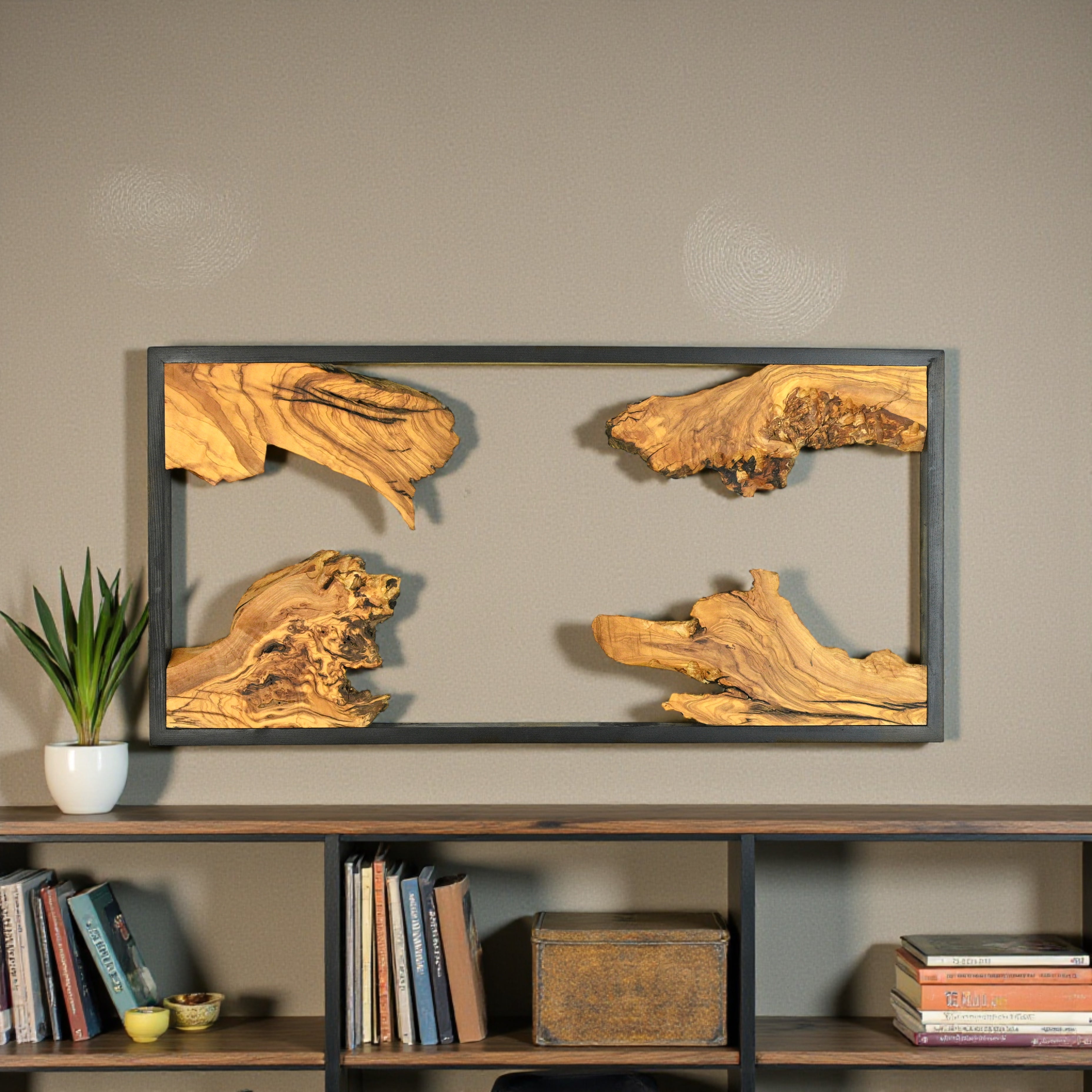 Driftwood Wall Art — Framed Natural Wood Panel for Living Room & Office