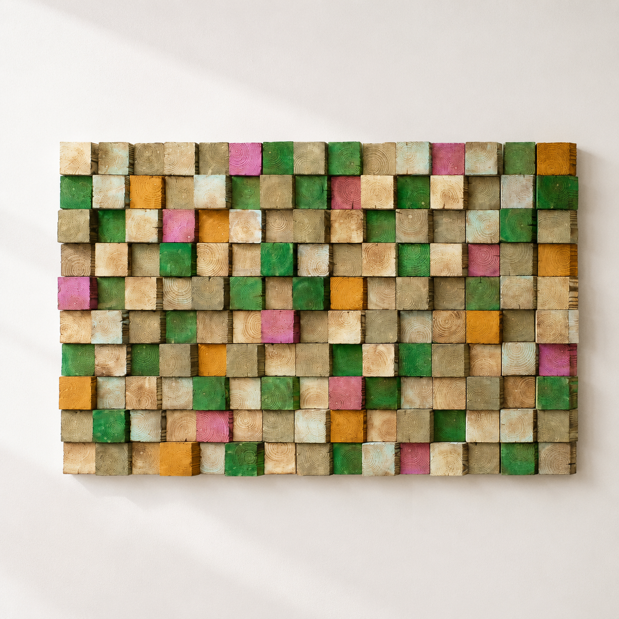 3D Wood Mosaic Wall Art | Handmade Monochrome Skyline Panel for Modern Interiors