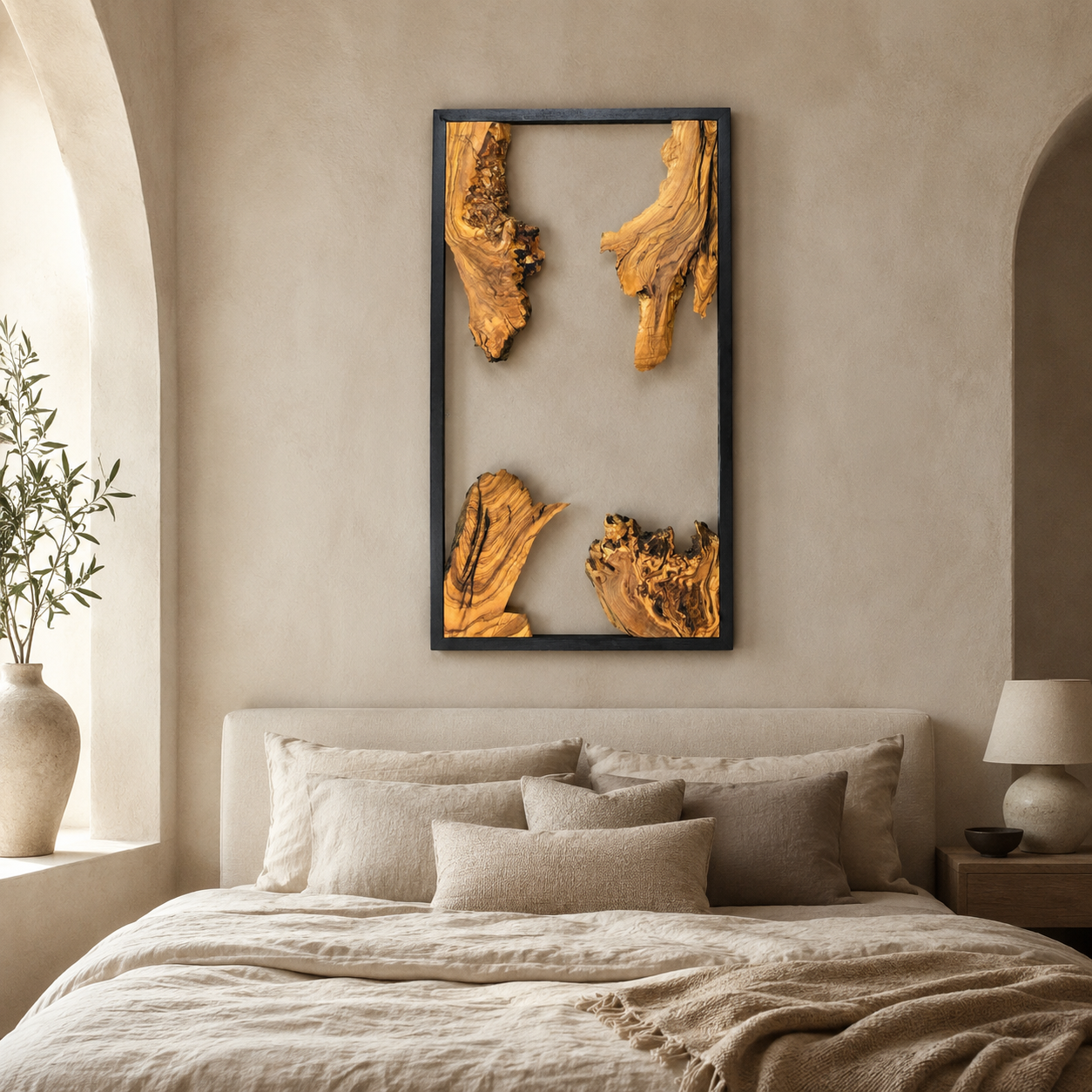 Driftwood Wall Art — Framed Natural Wood Panel for Living Room & Office