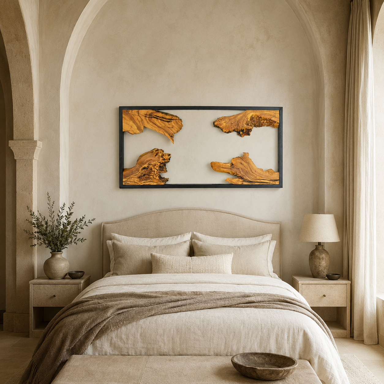Driftwood Wall Art — Framed Natural Wood Panel for Living Room & Office
