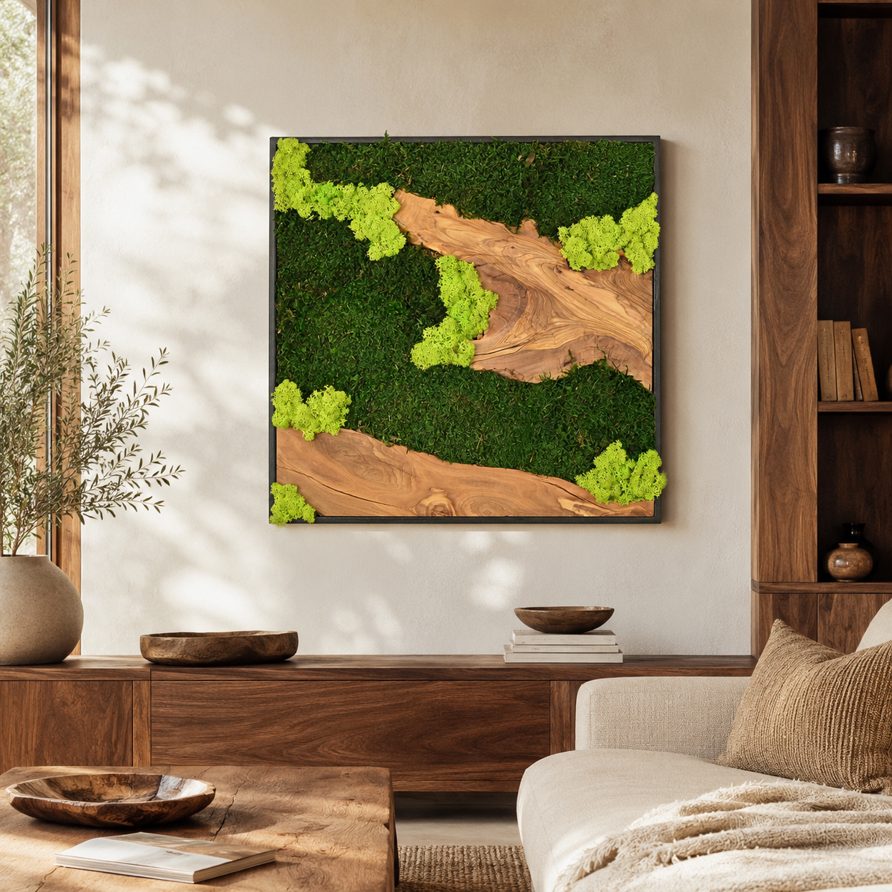Large Moss Wall Art β Preserved Moss & Driftwood Statement Panel