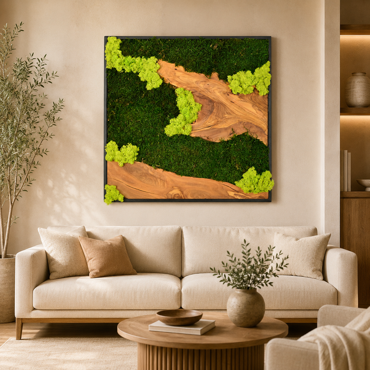 Large Moss Wall Art β Preserved Moss & Driftwood Statement Panel
