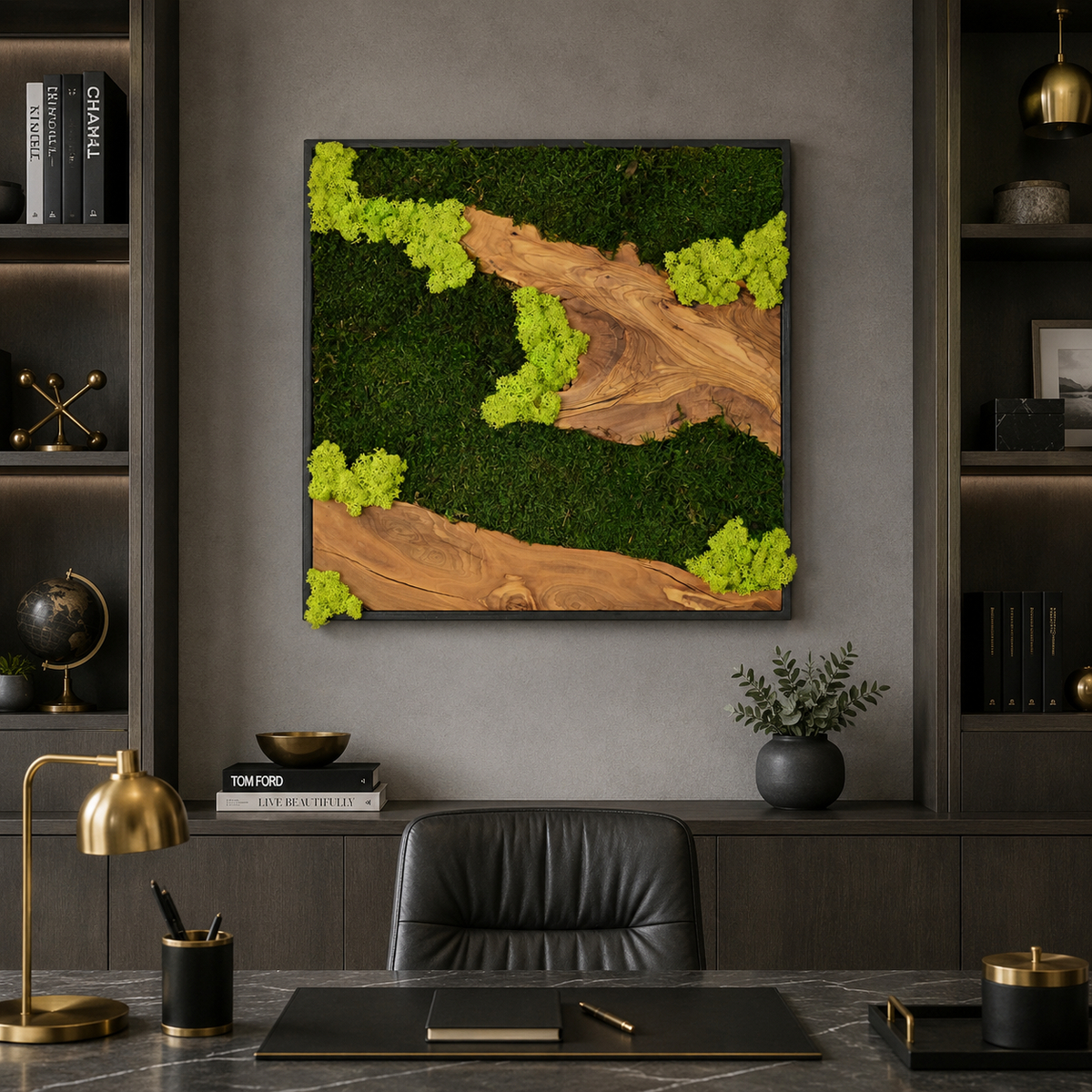 Large Moss Wall Art β Preserved Moss & Driftwood Statement Panel