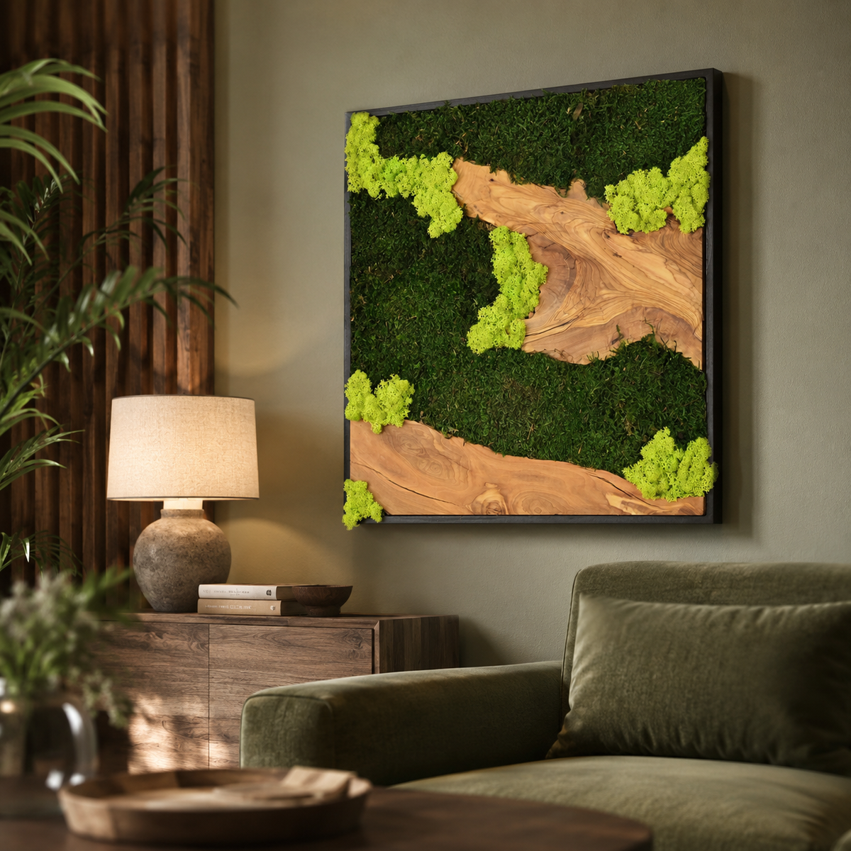 Large Moss Wall Art β Preserved Moss & Driftwood Statement Panel