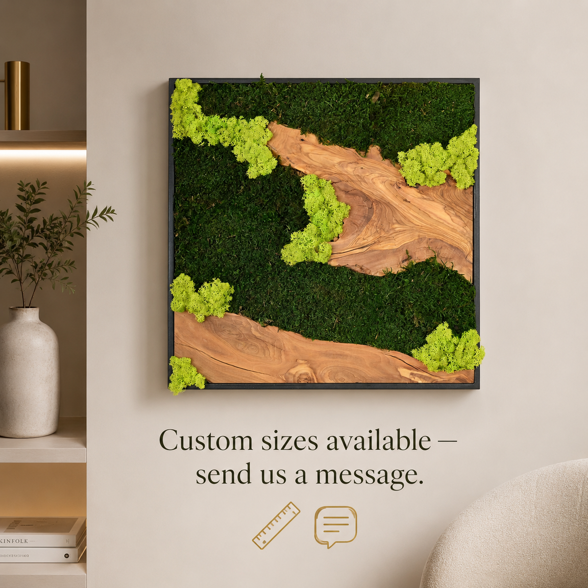 Large Moss Wall Art β Preserved Moss & Driftwood Statement Panel