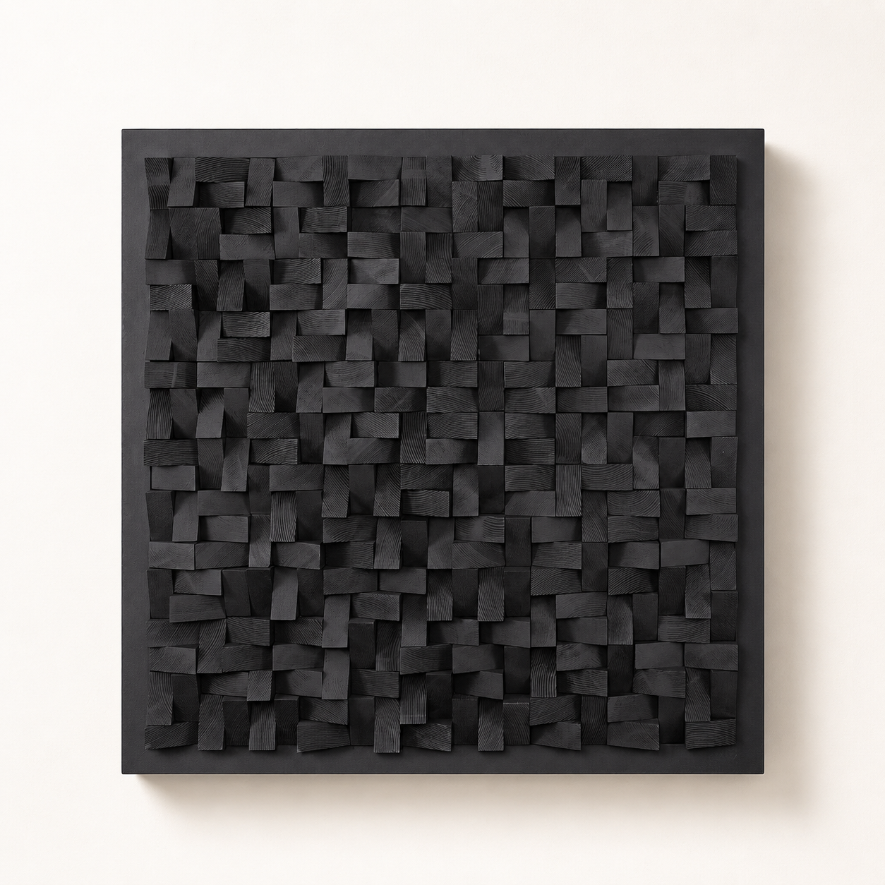 Cosmos Black 3D Wood Mosaic Wall Art | Handmade Charred Wood Acoustic Panel for Modern Interiors