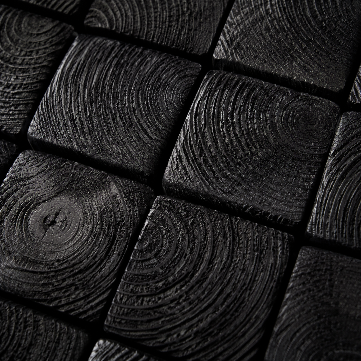 Od Black 3D Wood Mosaic Wall Art Handmade Charred Wood Acoustic Panel for Modern Interiors