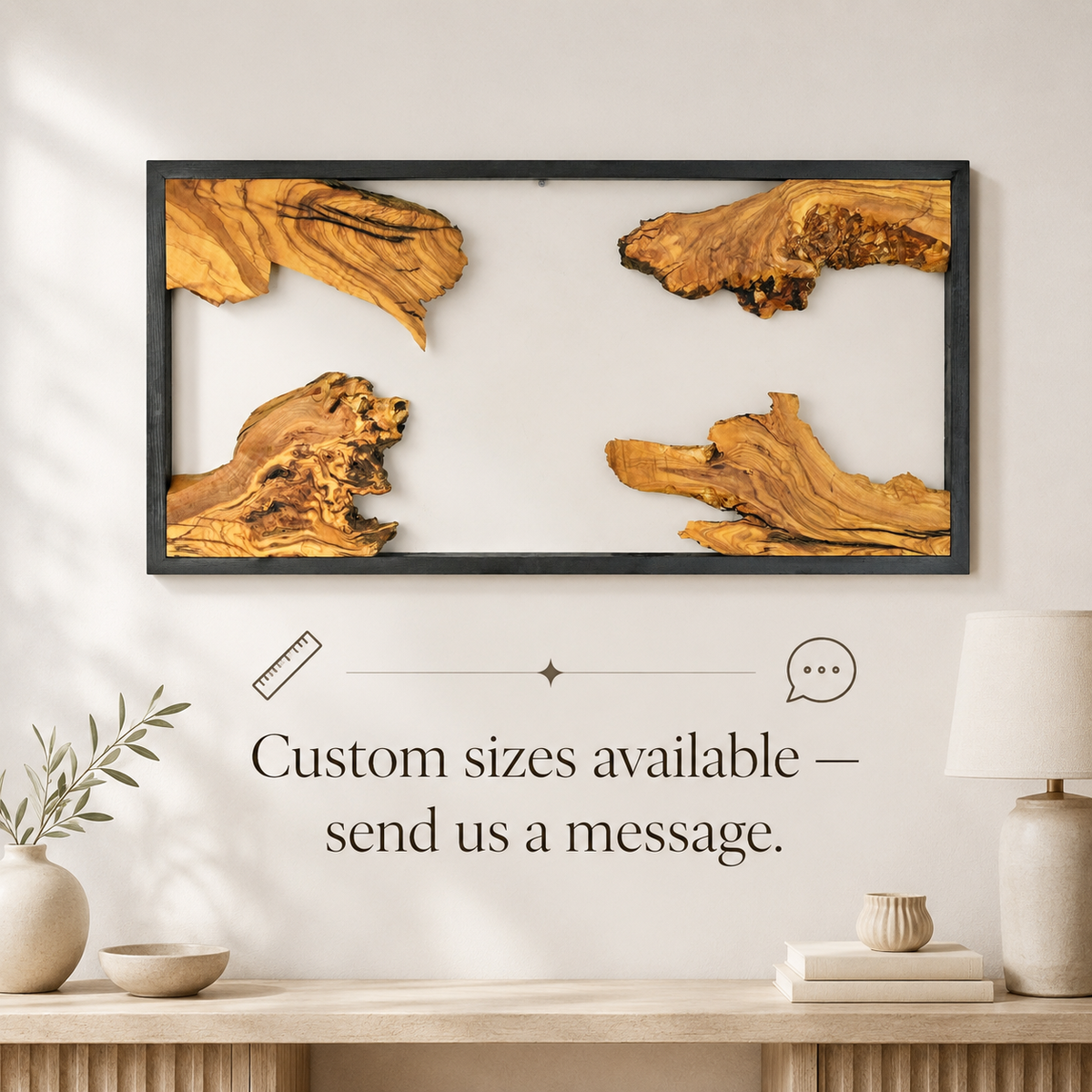 Driftwood Wall Art — Framed Natural Wood Panel for Living Room & Office