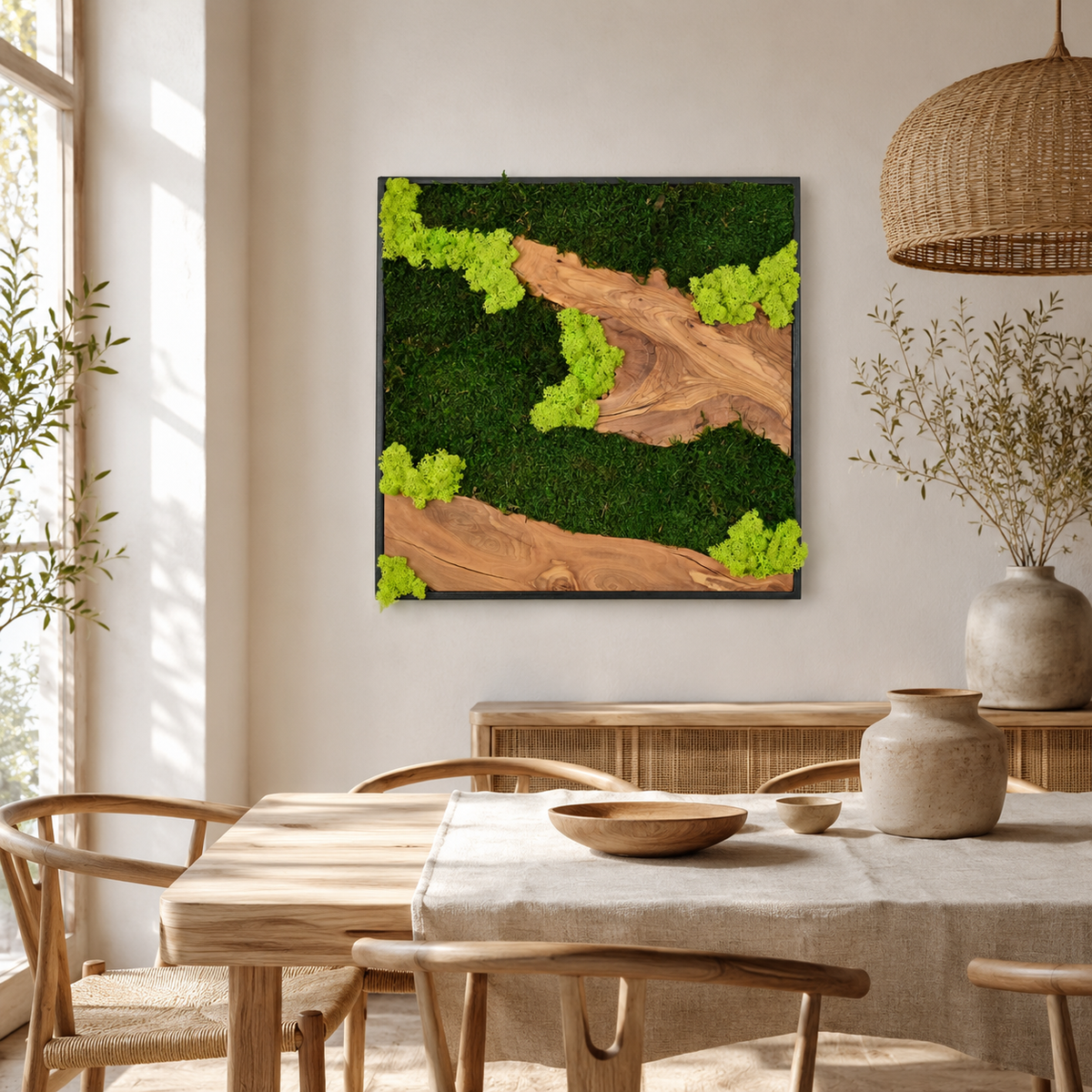 Large Moss Wall Art — Preserved Moss & Driftwood Statement Panel