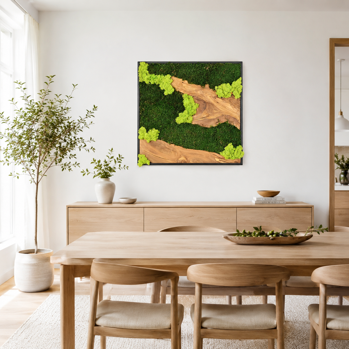 Large Moss Wall Art — Preserved Moss & Driftwood Statement Panel
