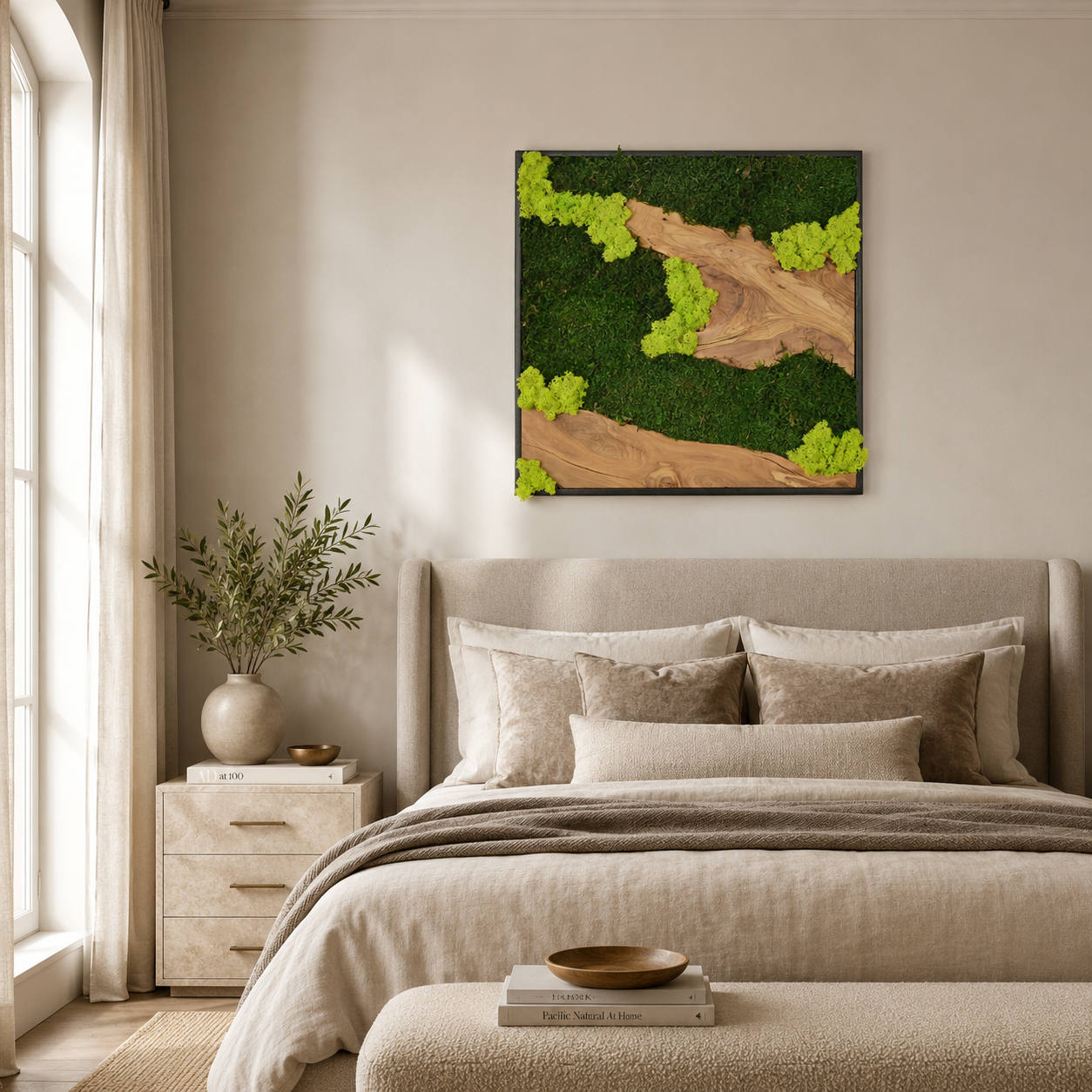 Large Moss Wall Art — Preserved Moss & Driftwood Statement Panel